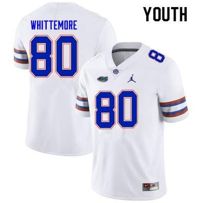 Youth Florida Gators #80 Trent Whittemore NCAA Nike White Authentic Stitched College Football Jersey YDF5262VP